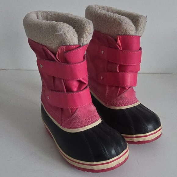 SOREL | Girl Pink Suede Black Rubber 1964 Pac Strap-K Snow Boots Sz 11 - Picture 3 of 6